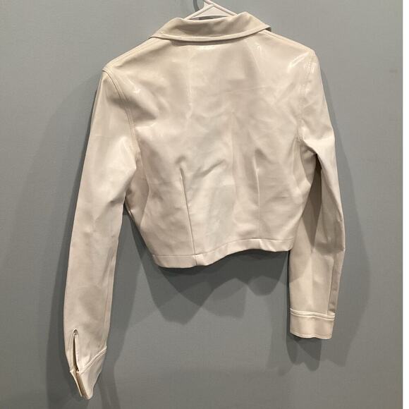 Vtg Express Womens Cropped Jacket Size Small S White Green Y2K Britney Rave Punk - Picture 4 of 14